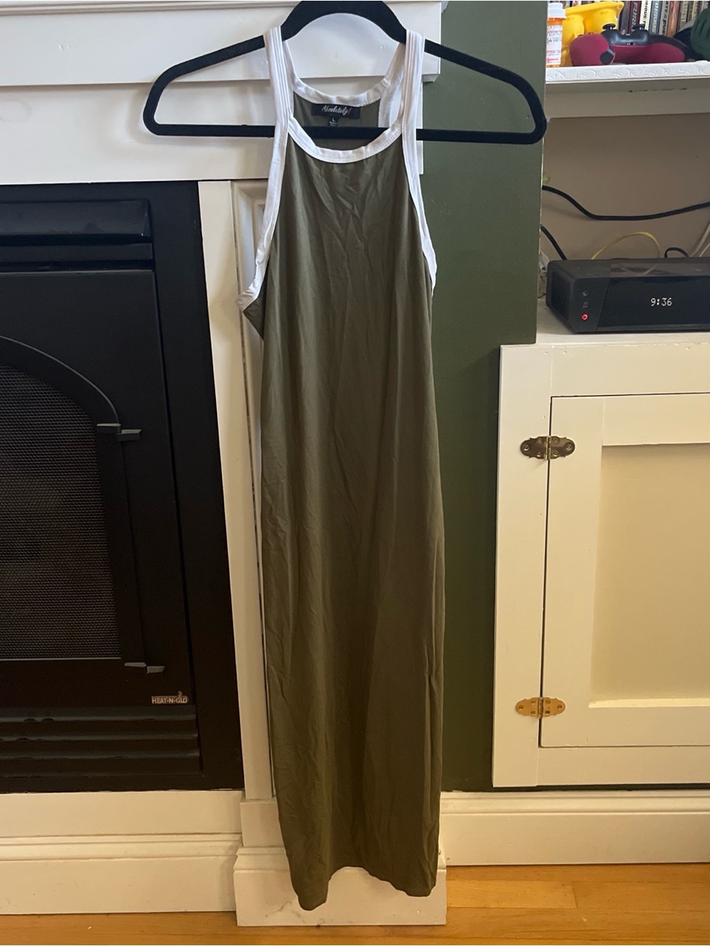 Absolutely Olive Green Maxi Dress with White Trim